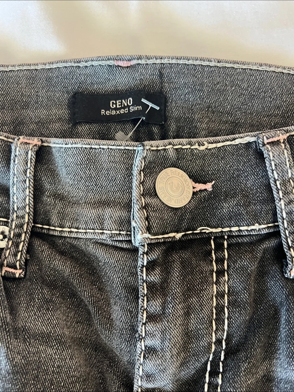 True Religion GENO Gray Washed Back Pocket Jeans